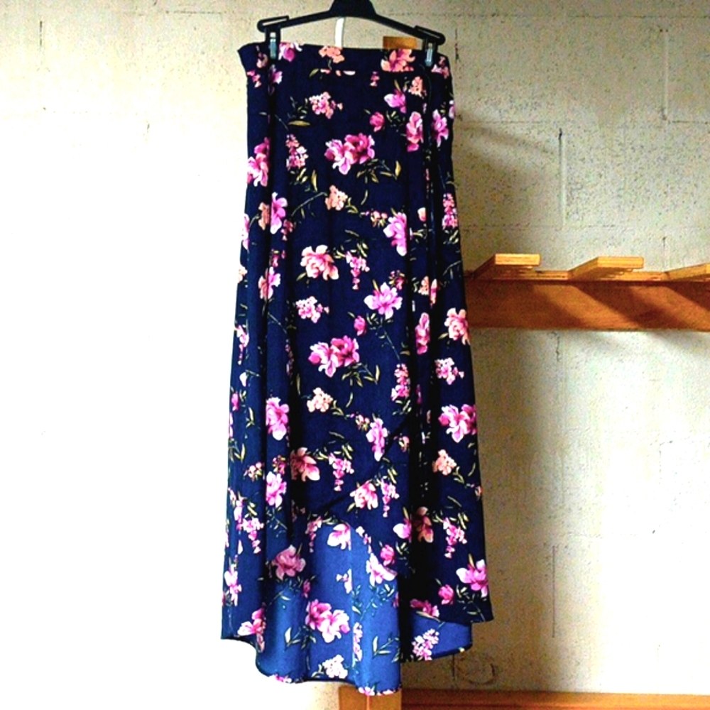 LE LIS Golda Faux Wrap Midi Skirt, Size L
